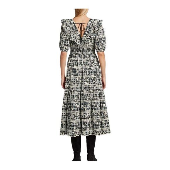 En Saison Alessandra Cotton Eyelet Midi Dress Size Small - Picture 5 of 16